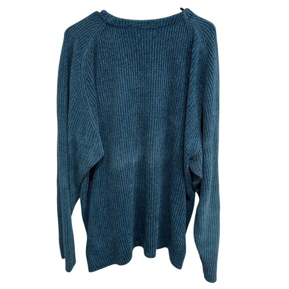 Barry Bricken Neiman Marcus Acrylic Blue Ribbed Knit Sweater Sz XL - Picture 2 of 8